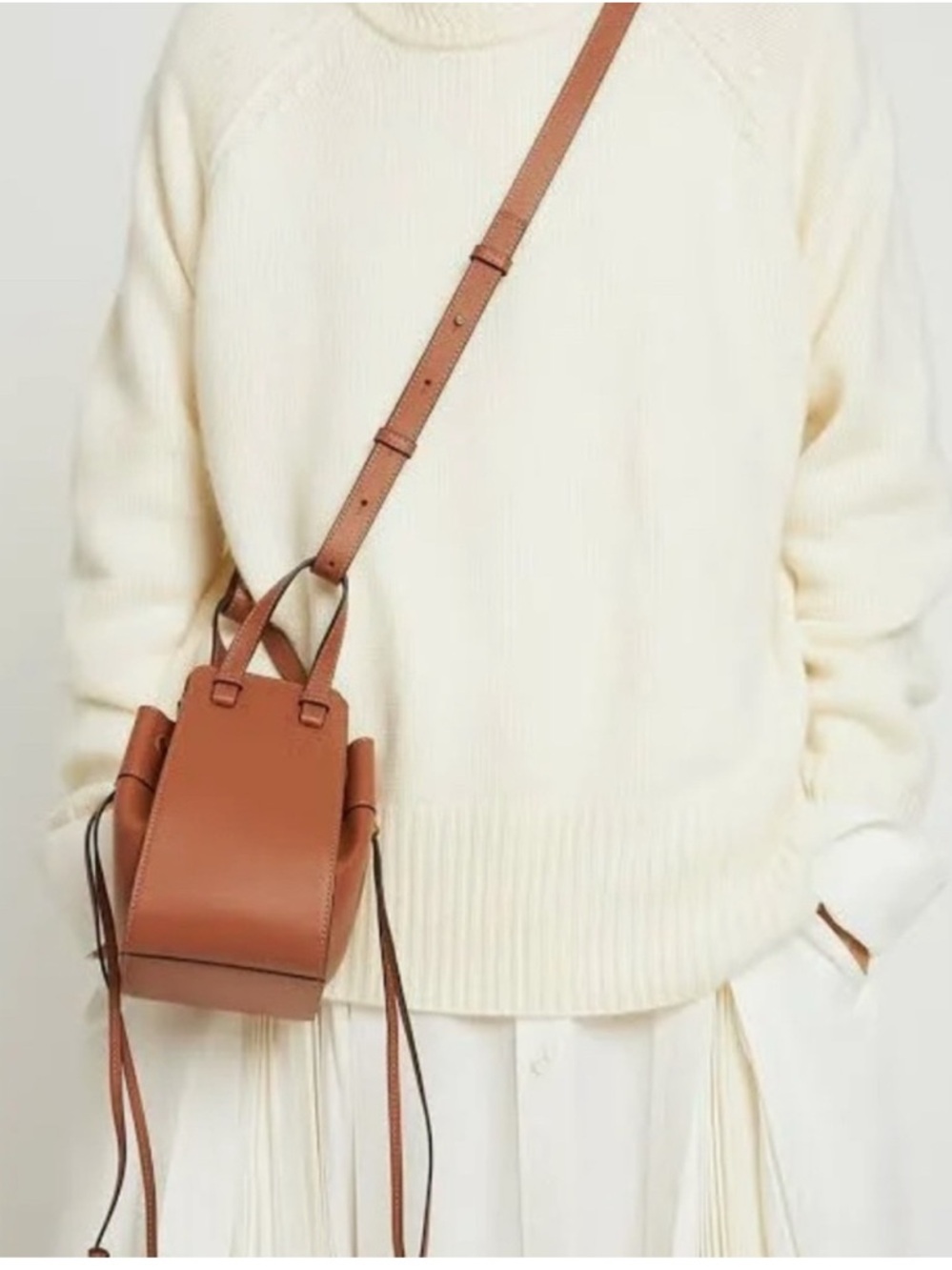 Loewe inspired Leather Crossbody Bag in Tan